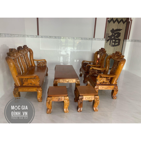 Bộ bàn ghế Tràm Rừng nghê đỉnh Tay 12 truyền thống