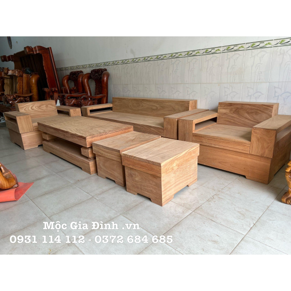 Bộ bàn ghế Gõ Đỏ Hộp Đối đơn giản
