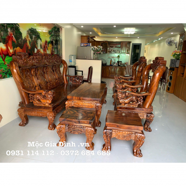 Bộ bàn ghế Lim Đen Nghê Đỉnh tay 14