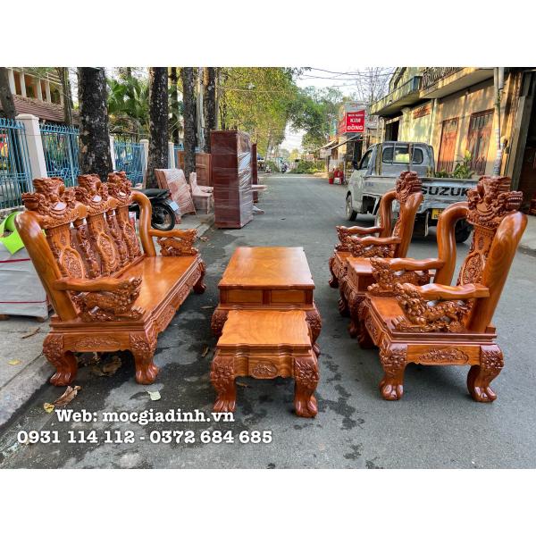 Bộ bàn ghế Gõ Nghê Đỉnh Vip Tay 12