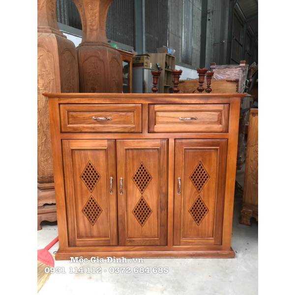 Tủ dép Gõ Đỏ Kim Cương 3 cánh