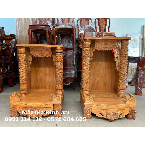 Bàn thờ Thần Tài Gõ Đỏ cột 10 60*60*88