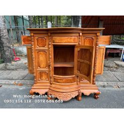 Tủ thờ Gõ Đỏ Mô Gõ Lào cửa trước