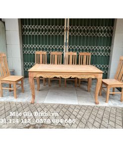 Bàn ăn Gõ Chân Tiện 6 ghế
