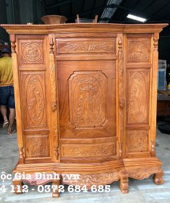 Tủ thờ Gõ Đỏ 6 chân Chạm Tam Đa