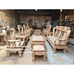 Bộ bàn ghế Gõ Đỏ Minh Quốc Đào Chim tay 12 dáng 14