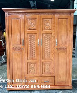 Tủ quần áo Gỗ Thông 4 cánh