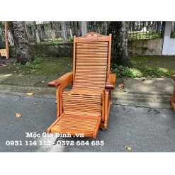 Ghế Thư Giãn Gõ Đỏ Tay Vuông Lớn 3 Dây