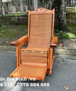 Ghế Thư Giãn Gõ Đỏ Tay Vuông Lớn 3 Dây