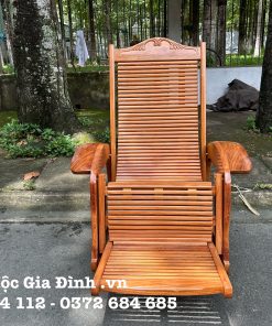 Ghế Thư Giãn Gõ Đỏ Tay Cong Lớn 3 Dây