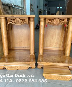 Bàn thờ Thần Tài Gõ Đỏ chữ Lộc Cột Trơn