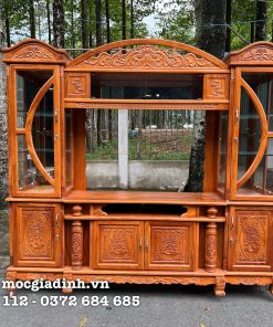 Kệ tivi Gõ Đỏ Kèm Tủ Rượu