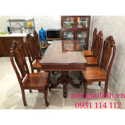 Bàn ăn Căm Xe Bánh Tây 6 ghế