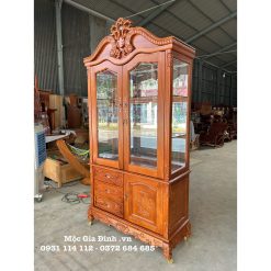 Tủ rượu Gõ Đỏ Hoa Lá Tây