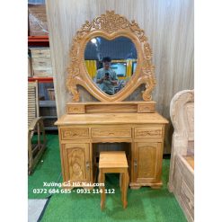 Bàn trang điểm gương trái tim gỗ gõ đỏ