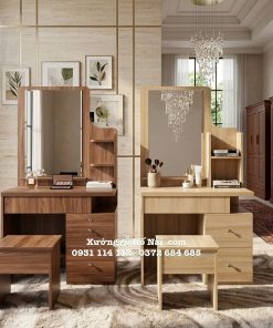 Bàn trang điểm gỗ MDF gương vuông