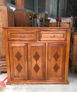 Tủ dép Gõ Đỏ Kim Cương 3 cánh