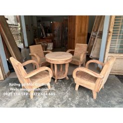 Bàn Trà Thùng gỗ Gõ Đỏ 4 ghế