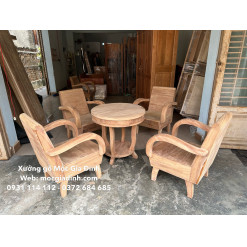 Bàn Trà Thùng gỗ Gõ Đỏ 4 ghế