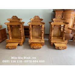 Bàn thờ Thần Tài Gõ Đỏ Mái Rồng - 60*60*117