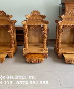 Bàn thờ Thần Tài Gõ Đỏ Mái Rồng - 60*60*117