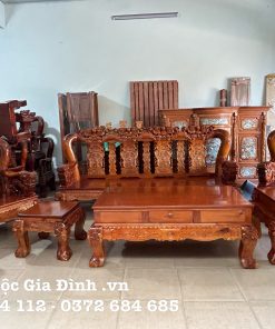 Bộ bàn ghế Tràm Rừng Lân Cầu tay Nghê Khối 14 - Băng 4 tựa