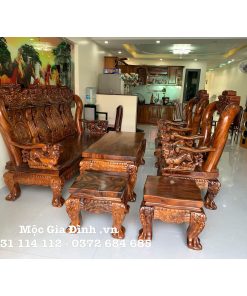 Bộ bàn ghế Lim Đen Nghê Đỉnh tay 14