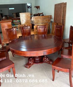Bàn họp - Bàn Tròn Hoàng Gia 10 ghế Gõ Đỏ cao cấp