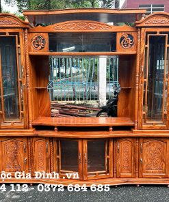 Kệ tivi Gõ Đỏ Đình Phúc Lộc kèm tủ rượu
