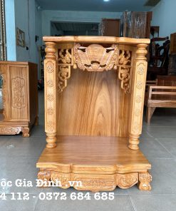 Bàn thờ Thần Tài Gõ Đỏ Đình Cong 58*48*81