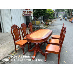 Bàn ăn Căm xe oval 6 ghế