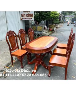 Bàn ăn Căm xe oval 6 ghế