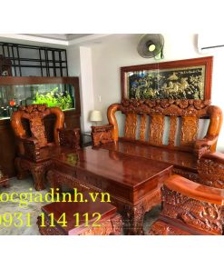Bàn ghế gỗ Tràm Rừng Lân Cầu tay Nghê trụ 16
