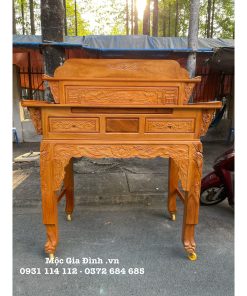 Bàn thờ gia tiên Nhị Cấp Gõ Đỏ chân chạm 153cm