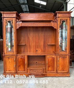 Kệ tivi Gõ Đỏ Kết Hợp Bàn Thờ Gia Tiên Nhị Cấp