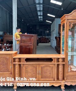 Kệ tivi Gỗ Gõ Đỏ Lệch