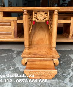 Bàn thờ Thần Tài Gõ Đỏ chữ Lộc Cột Trơn 38*38*60