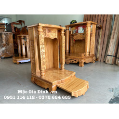 Bàn thờ Thần Tài Gõ Đỏ Đình Cong 48*48*81