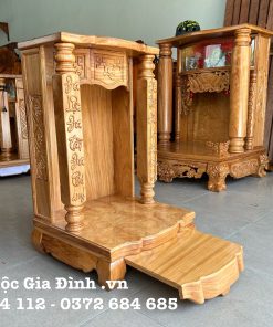 Bàn thờ Thần Tài Gõ Đỏ Đình Cong  48*48*81