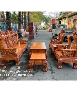 Bộ bàn ghế Gõ Nghê Đỉnh Vip Tay 12