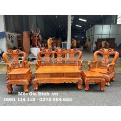 Bộ bàn ghế Gõ Đỏ Đào chạm 2 mặt tay 12 dáng 14