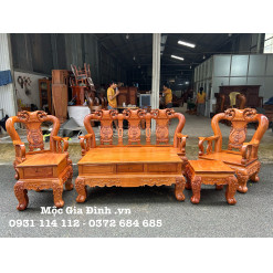 Bộ bàn ghế Gõ Đỏ Đào chạm 2 mặt tay 12 dáng 14