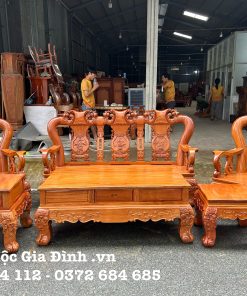 Bộ bàn ghế Gõ Đỏ Đào chạm 2 mặt tay 12 dáng 14
