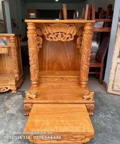 Bàn thờ Thần Tài Gõ Đỏ Phúc Lộc  mặt 3cm  88x81x117