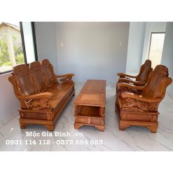 Bộ bàn ghế gỗ Gõ Đỏ thùng Sư Tử