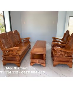 Bộ bàn ghế gỗ Gõ Đỏ thùng Sư Tử