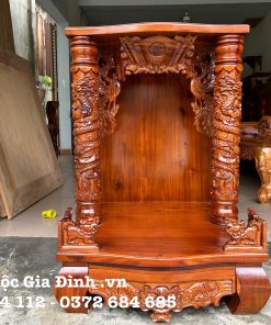 Bàn thờ Thần Tài Gỗ Tràm cột chạm- 60*60*88