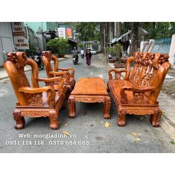 Bộ bàn ghế gõ Minh Quốc Đào 2 mặt Tay 14