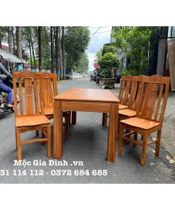 Bàn ăn Gõ Chân Vuông 6 ghế