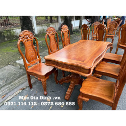 Bàn ăn Gõ Bánh Tây 6 ghế